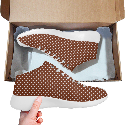 Brown polka dots Women's Basketball Training Shoes/Large Size (Model 47502)