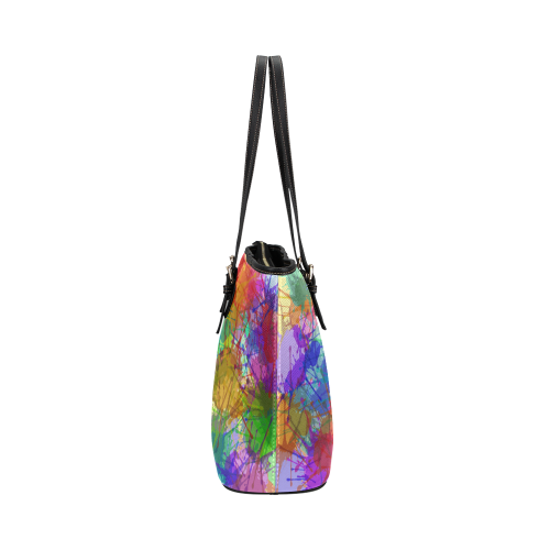 Colorful Abstract Leather Tote Bag/Small (Model 1651)