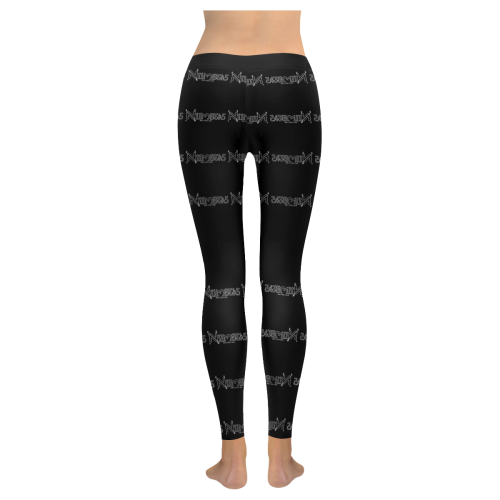 NUMBERS COLLECTION BLACK Women's Low Rise Leggings (Invisible Stitch) (Model L05)