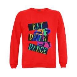 Break Dancing Colorful on Red Gildan Crewneck Sweatshirt(NEW) (Model H01)