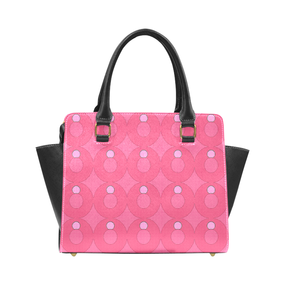 Elegant Rose Pink Dot Retro Rivet Shoulder Handbag (Model 1645)