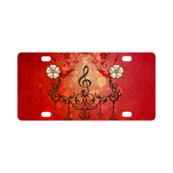 Music clef with floral design Classic License Plate