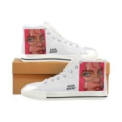 Feelin Pink w/ Aziza_Andre_Logo Women's Classic High Top Canvas Shoes (Model 017)