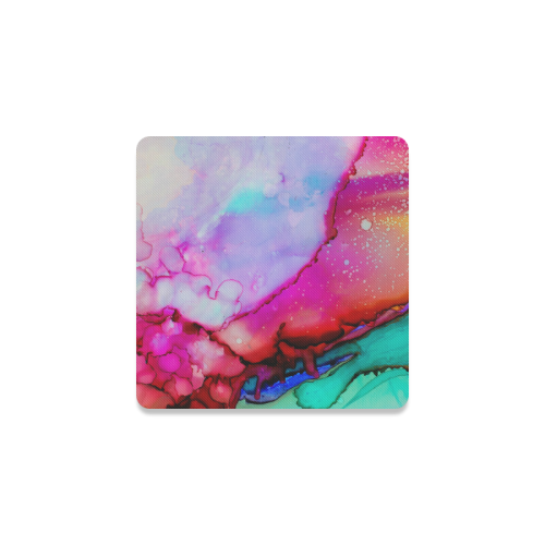 Red purple green ink Square Coaster