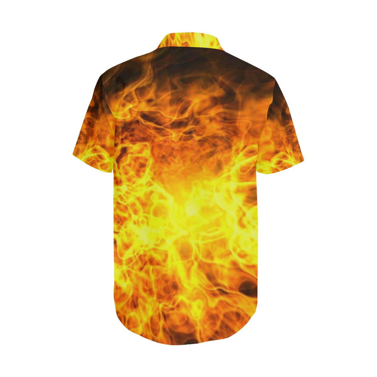 Satan Flames Occult Underground Satin Dress Shirt Men's Short Sleeve Shirt with Lapel Collar (Model T54)