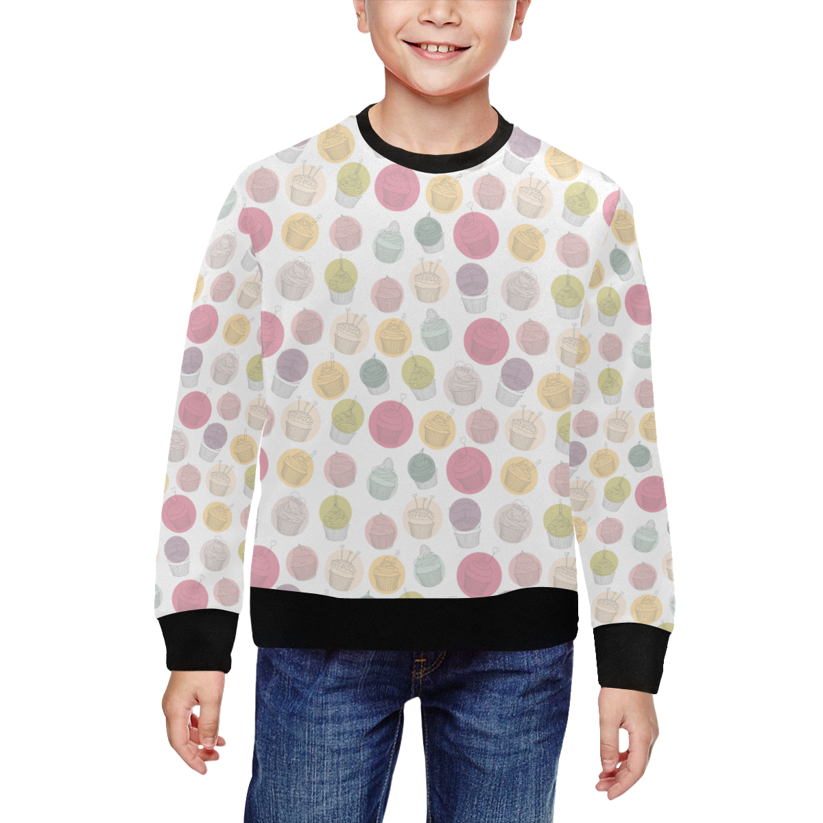 Colorful Cupcakes All Over Print Crewneck Sweatshirt for Kids (Model H29)