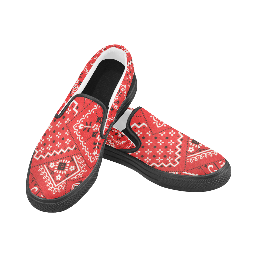 Bandana / Bananna Squares Pattern Men's Unusual Slip-on Canvas Shoes (Model 019)