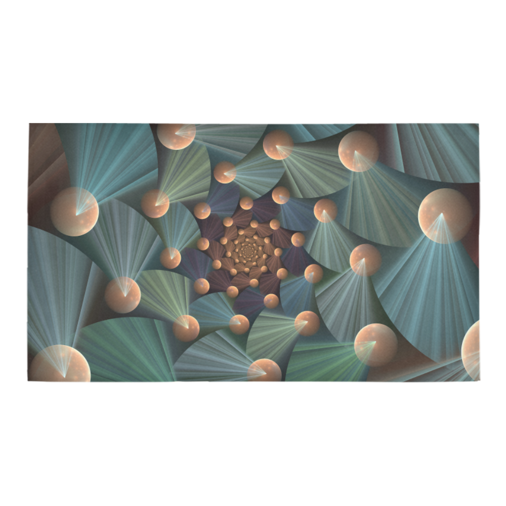 Modern Abstract Fractal Art With Depth Brown Slate Turquoise Bath Rug 16''x 28''