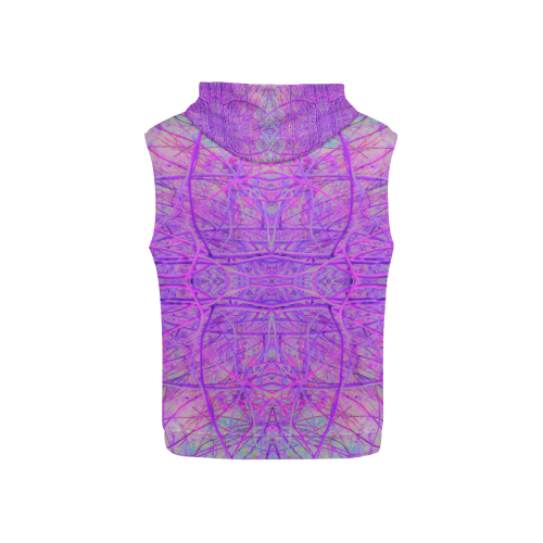 Hot Pink and Purple Abstract Branch Pattern All Over Print Sleeveless Hoodie for Kid (Model H15)