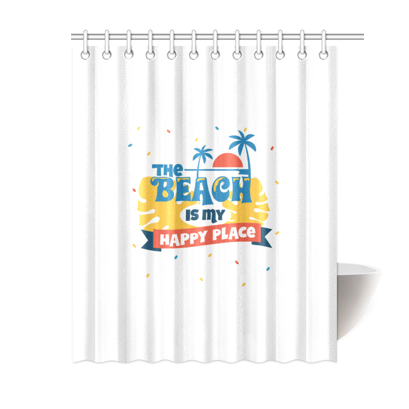The Beach Is My Happy Place Shower Curtain 60"x72"