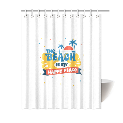 The Beach Is My Happy Place Shower Curtain 60"x72"