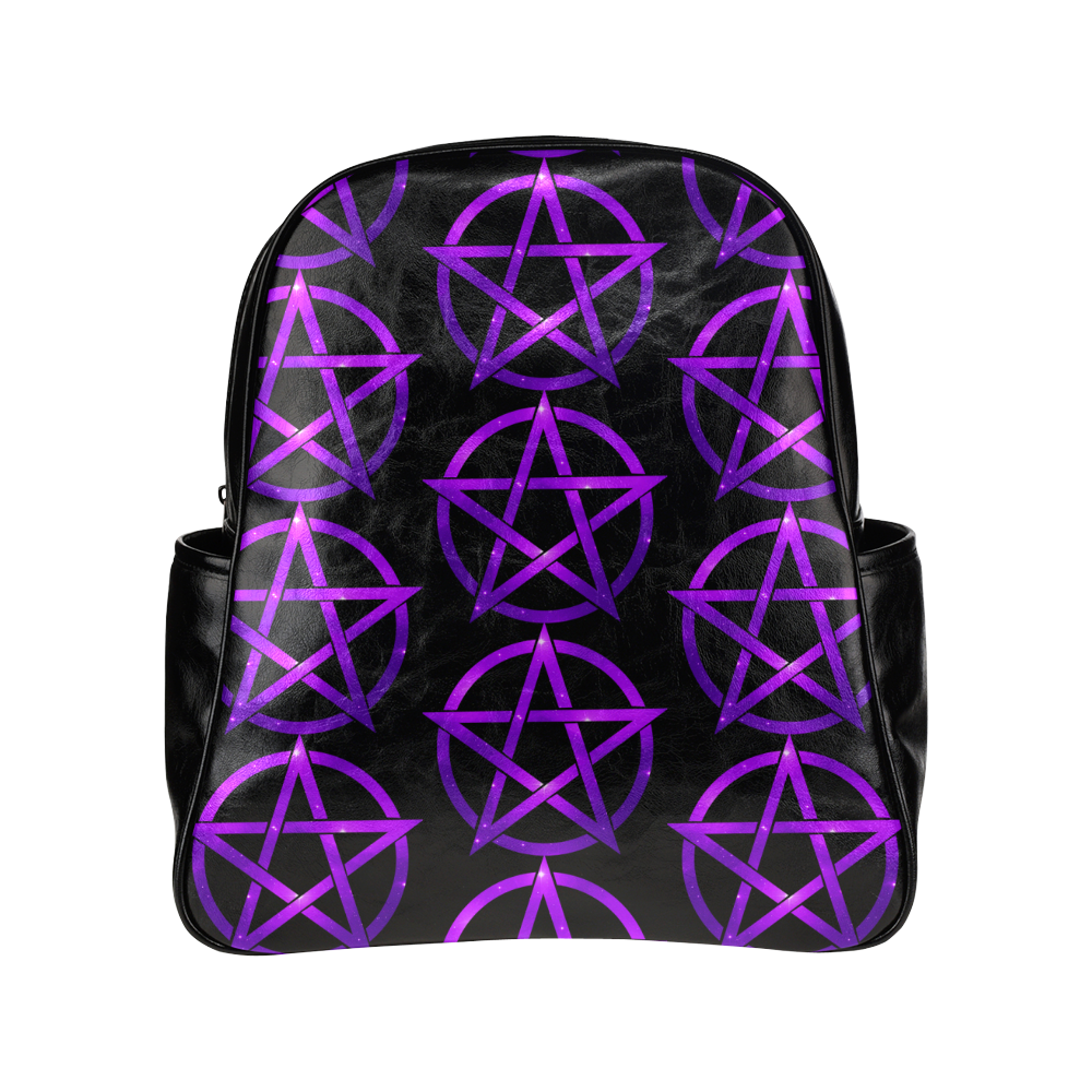 Purple Pentacles Cheeky Witch Multi-Pockets Backpack (Model 1636)