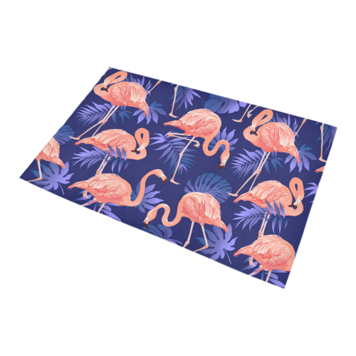 Pink Flamingos On Purple Background Pattern Bath Rug 20''x 32''