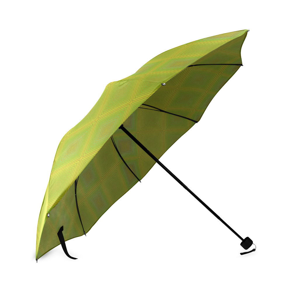 Olive green gold multicolored multiple squares Foldable Umbrella (Model U01)