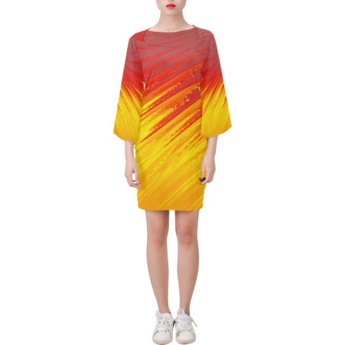 Flames Abstract Bell Sleeve Dress (Model D52)