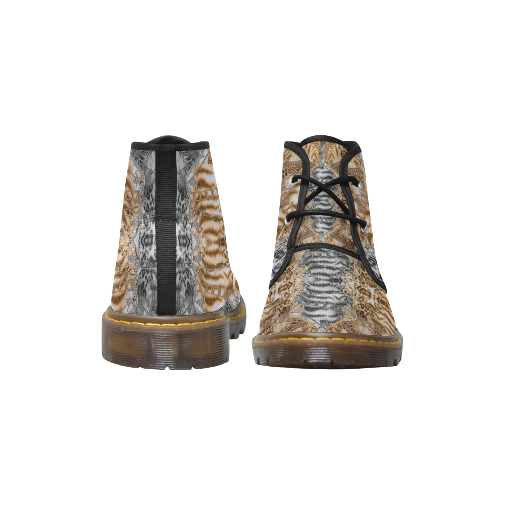 Luxury Abstract Design Women's Canvas Chukka Boots/Large Size (Model 2402-1)