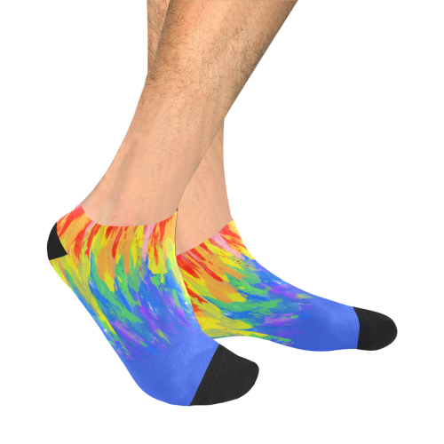 Flames Paint Abstract Classic Blue Men's Ankle Socks