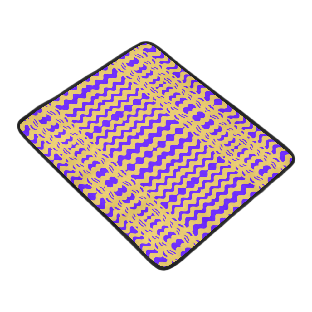 Purple Yellow Modern  Waves Lines Beach Mat 78"x 60"