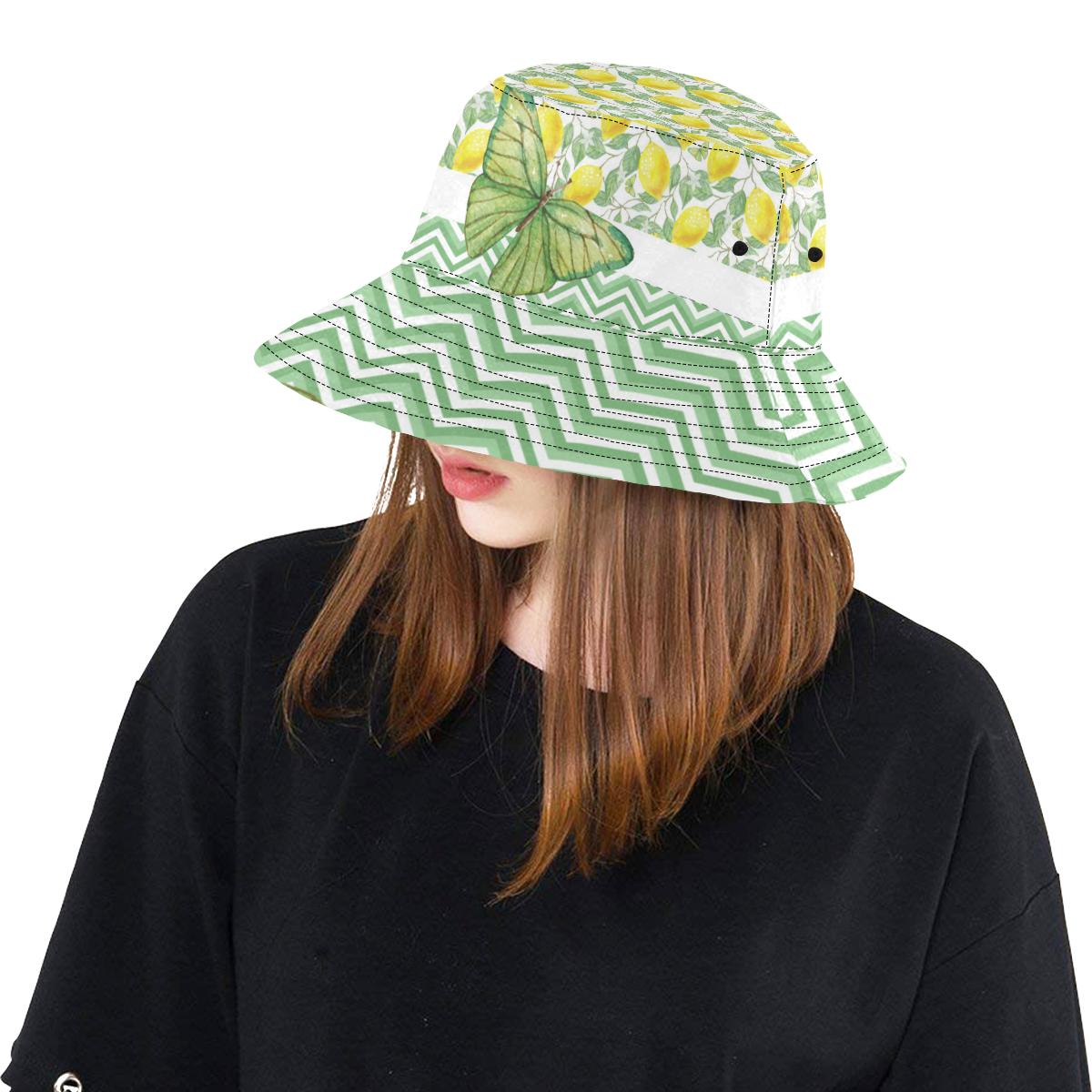 Butterfly And Lemons All Over Print Bucket Hat