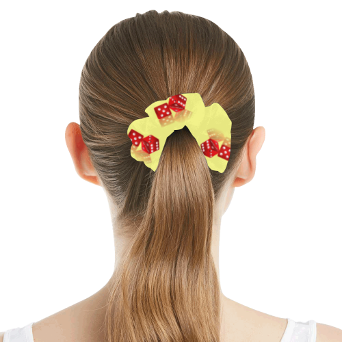 Las Vegas Craps Dice on Yellow All Over Print Hair Scrunchie