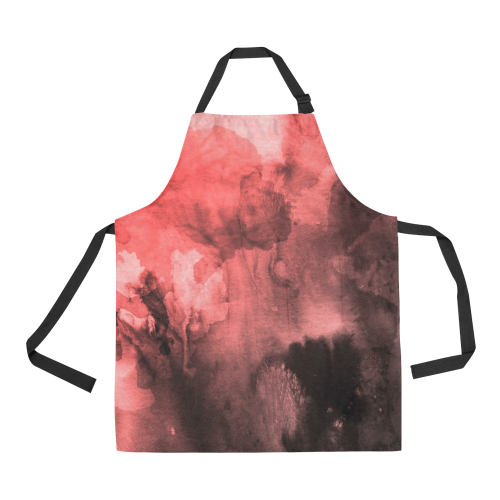 Red and Black Watercolour All Over Print Apron