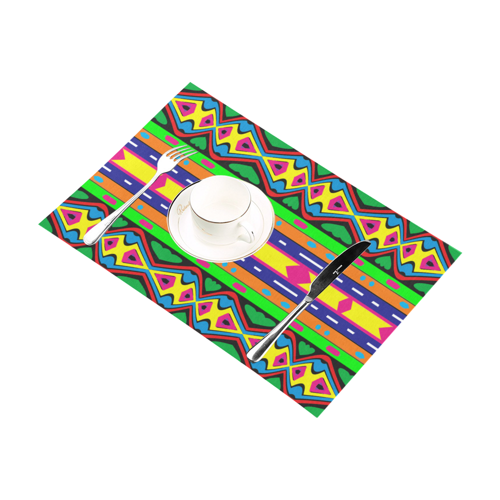 Distorted colorful shapes and stripes Placemat 12’’ x 18’’ (Four Pieces)