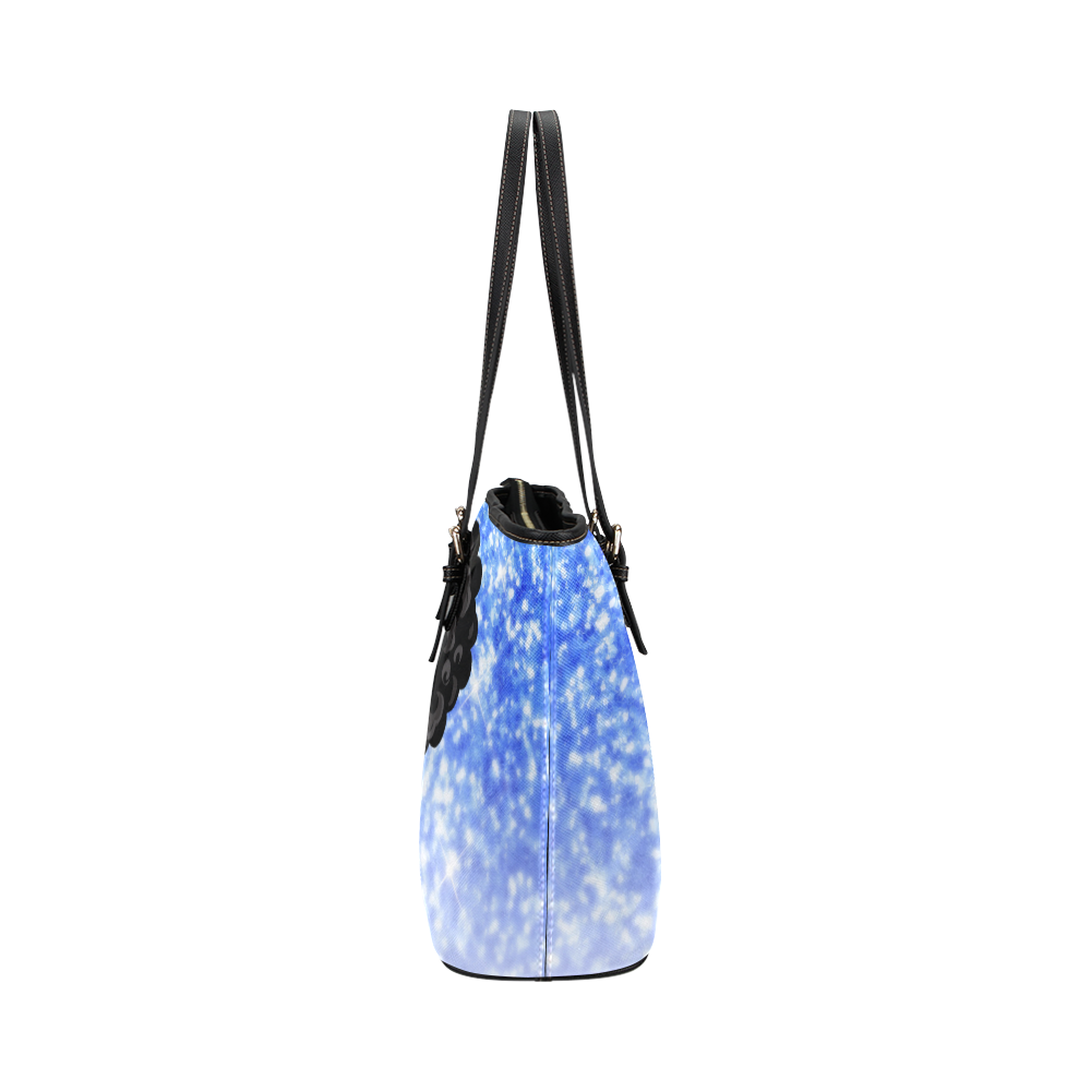 Sparkle Mujka and Femme in Blue Leather Tote Bag/Large (Model 1651)