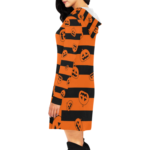 Calabazas All Over Print Hoodie Mini Dress (Model H27)
