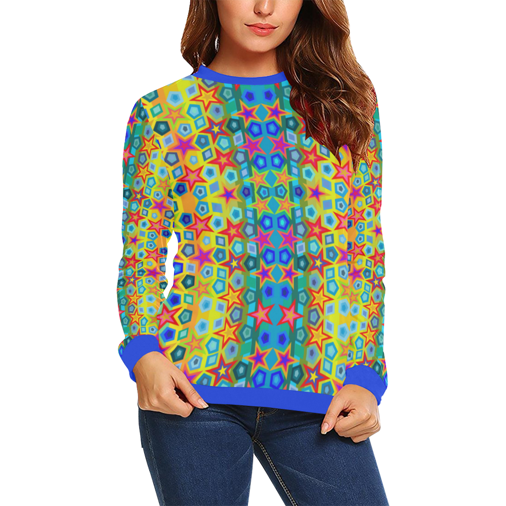 star gworgwous All Over Print Crewneck Sweatshirt for Women (Model H18)