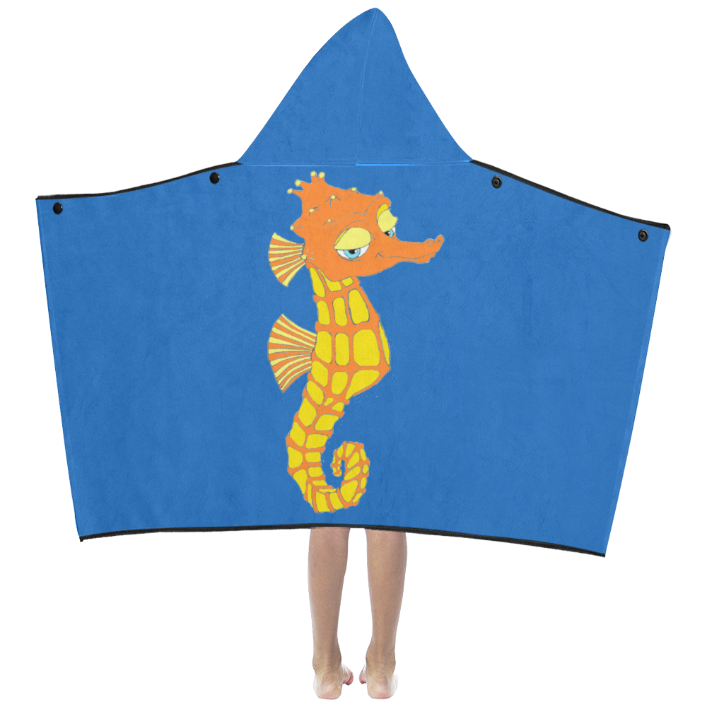 Sassy Seahorse Turquoise Kids' Hooded Bath Towels