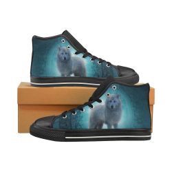 Wonderful white wolf in the night Men’s Classic High Top Canvas Shoes (Model 017)