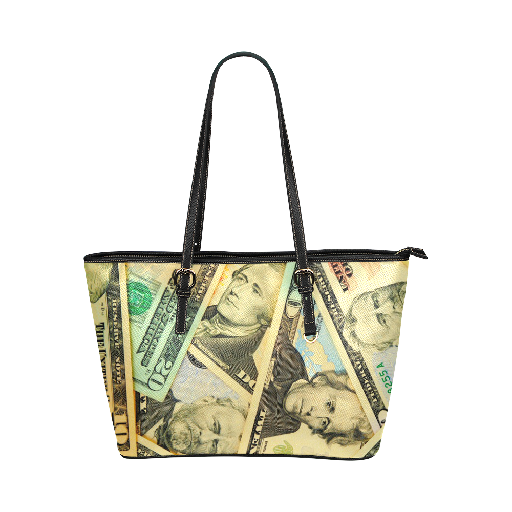 US DOLLARS Leather Tote Bag/Small (Model 1651)