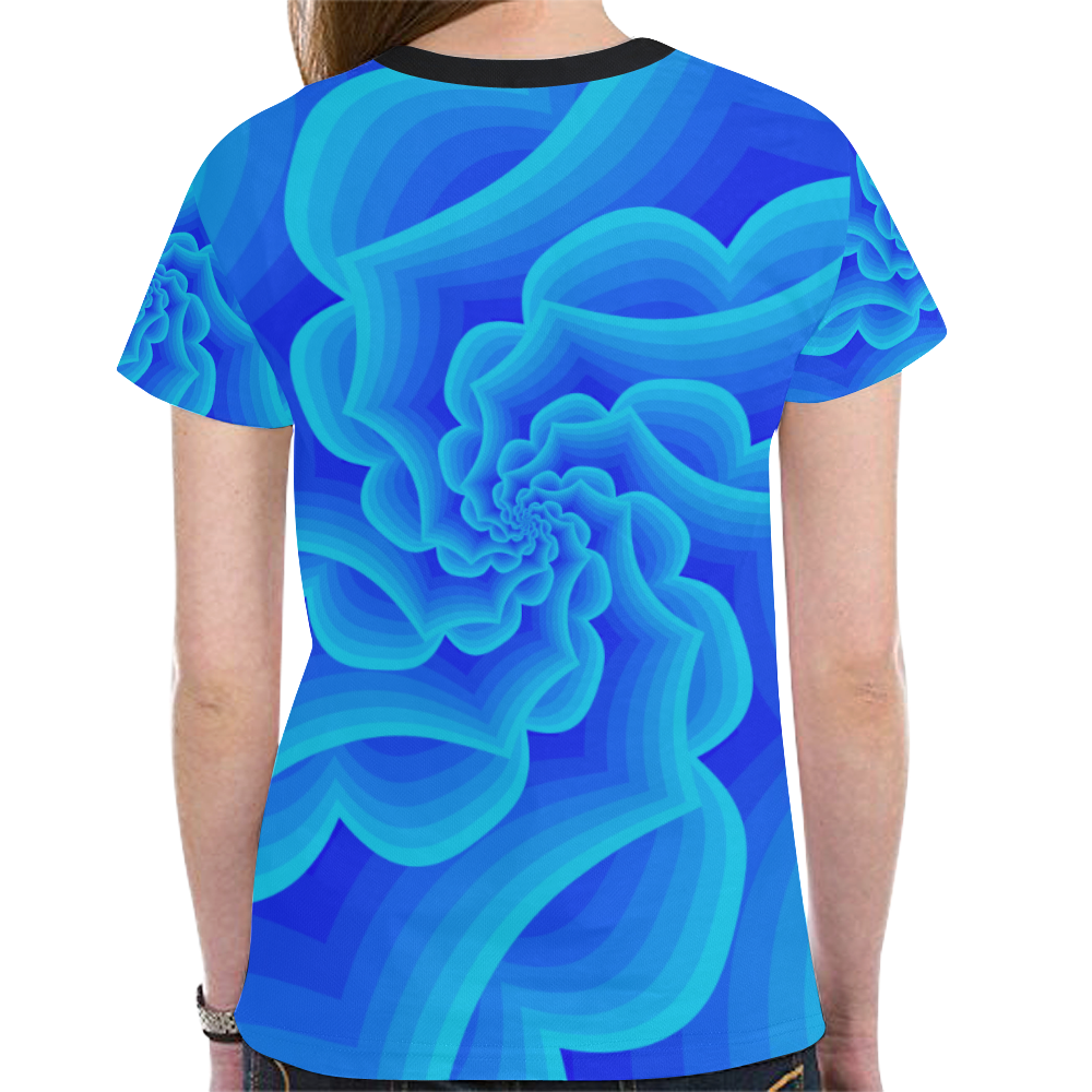 Spiral royal blue New All Over Print T-shirt for Women (Model T45)