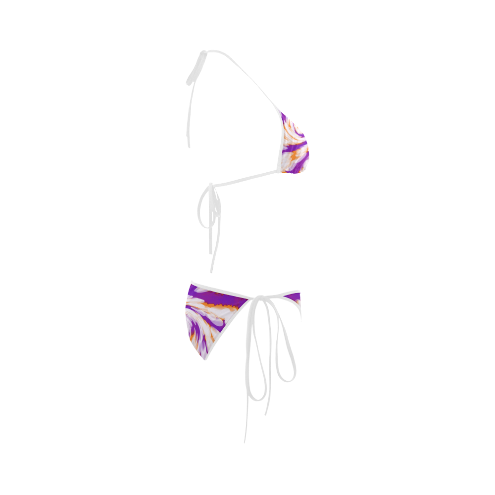 Purple Orange Tie Dye Swirl Abstract Custom Bikini Swimsuit