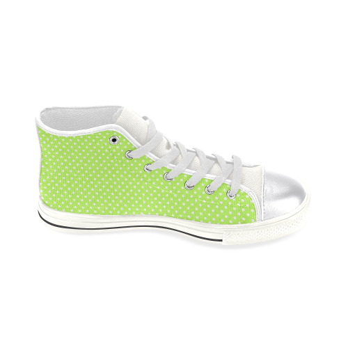 Mint green polka dots Women's Classic High Top Canvas Shoes (Model 017)