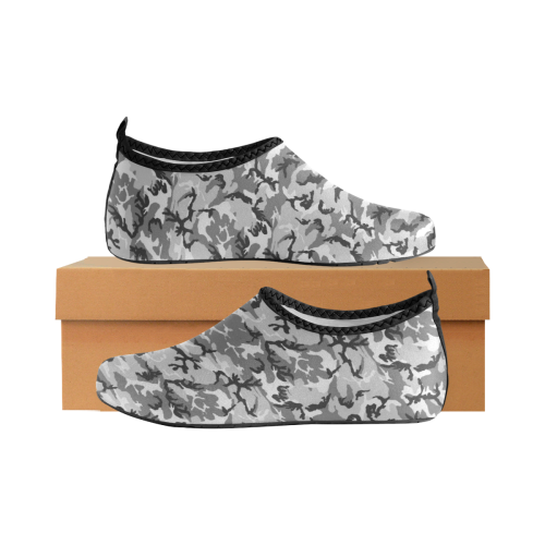Woodland Urban City Black/Gray Camouflage Kids' Slip-On Water Shoes (Model 056)
