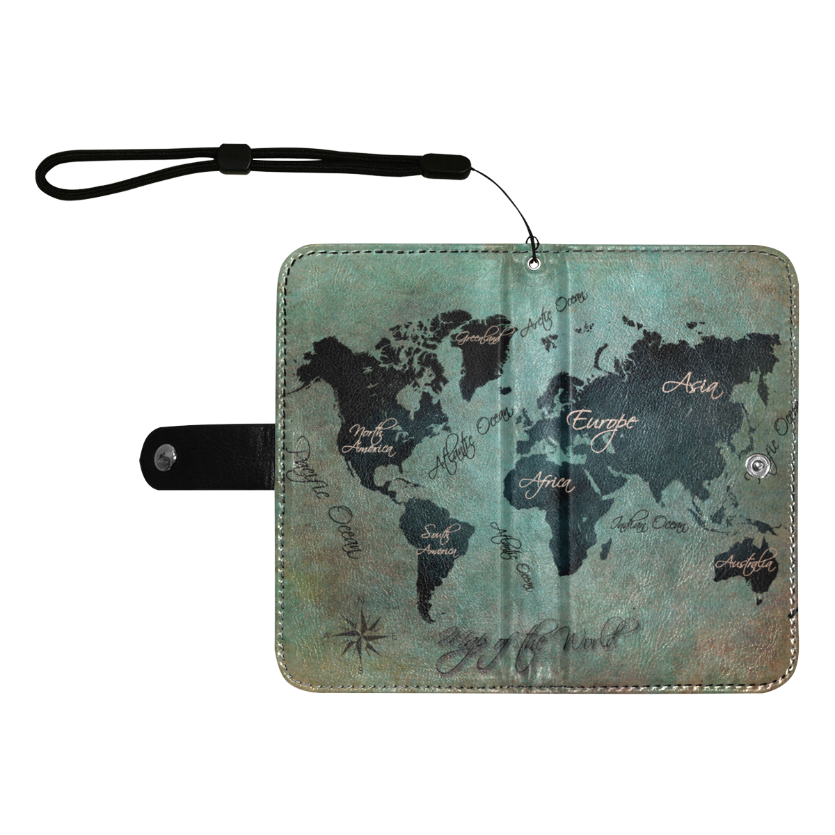 world map #map #worldmap Flip Leather Purse for Mobile Phone/Large (Model 1703)
