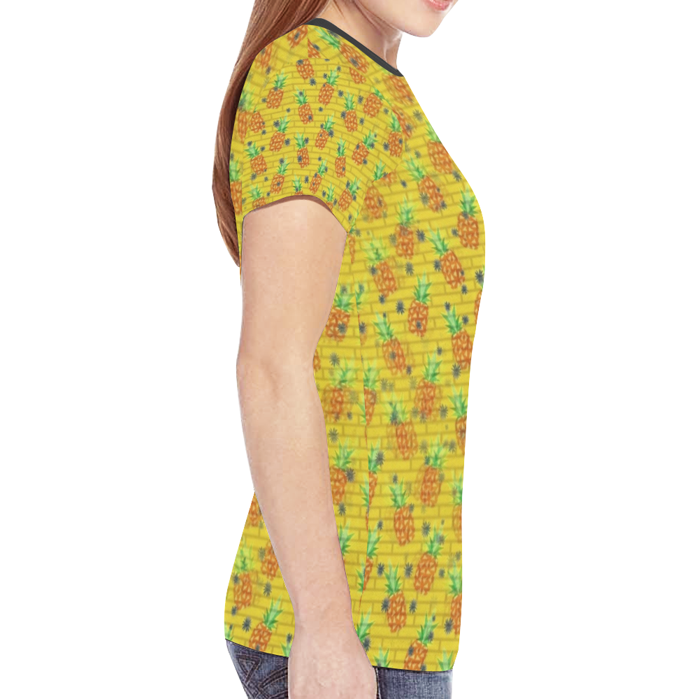 Pineapple Pattern by K.Merske New All Over Print T-shirt for Women (Model T45)
