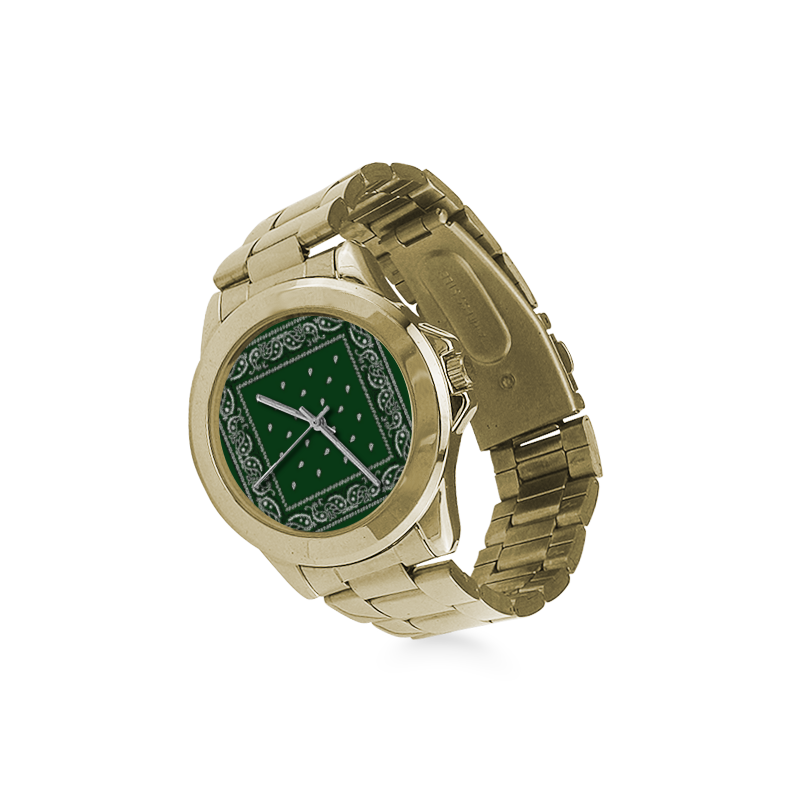 KERCHIEF PATTERN GREEN Custom Gilt Watch(Model 101)