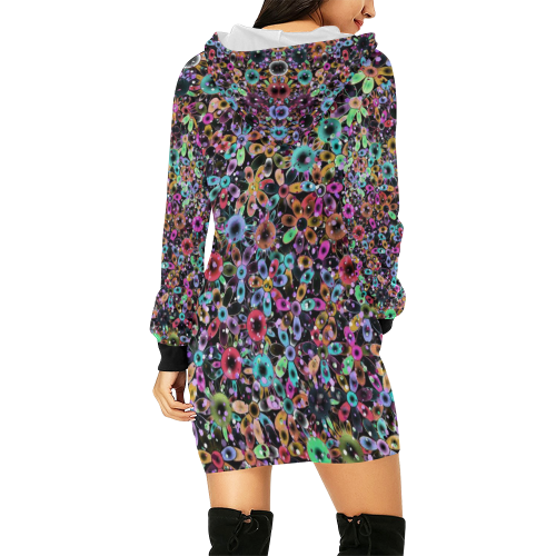 Vivid floral pattern 4181C by FeelGood All Over Print Hoodie Mini Dress (Model H27)