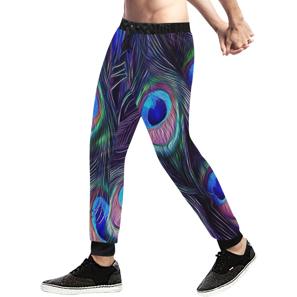 Peacock Feather Men's All Over Print Sweatpants/Large Size (Model L11)