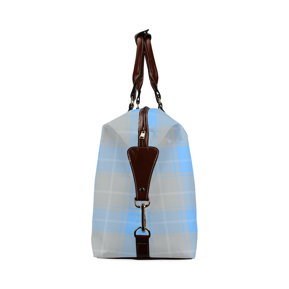 Light Blue Plaid Classic Travel Bag (Model 1643) Remake