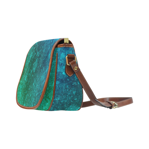 Blue and Green Abstract Saddle Bag/Small (Model 1649) Full Customization