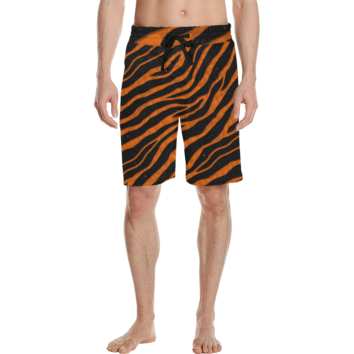 Ripped SpaceTime Stripes - Orange Men's All Over Print Casual Shorts (Model L23)