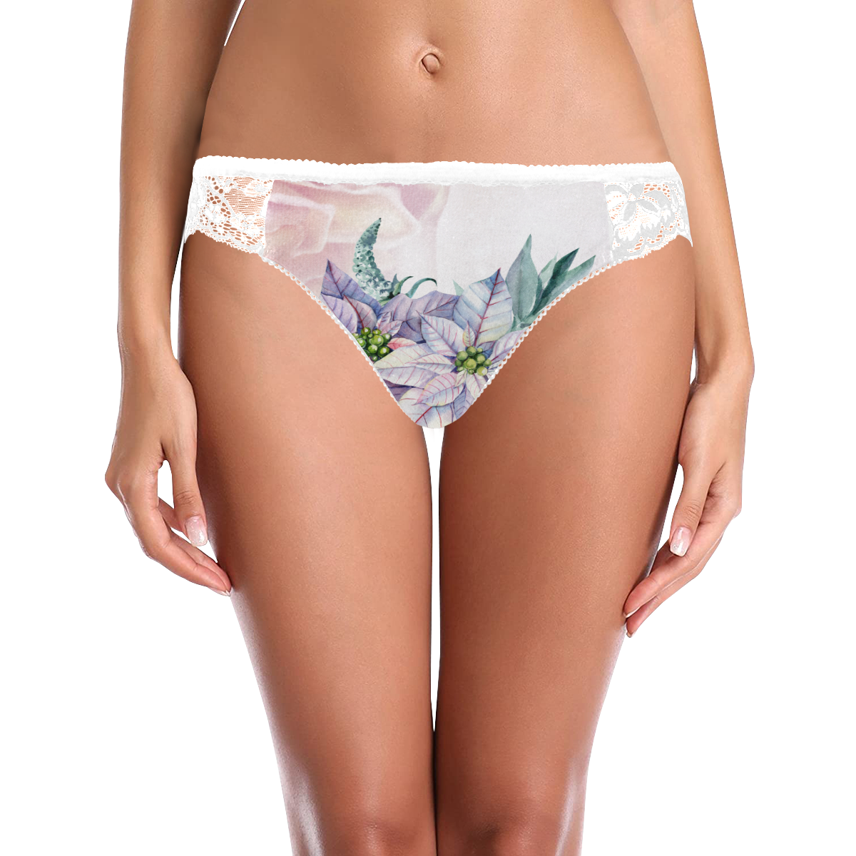 Wonderful flowers, watercolor Women's Lace Panty (Model L41)
