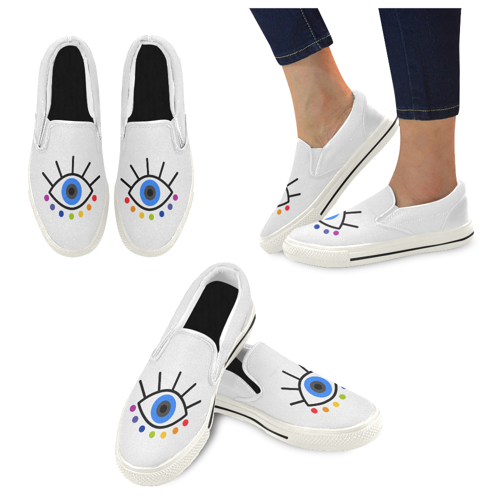 Ojo-de-chakras Women's Slip-on Canvas Shoes (Model 019)