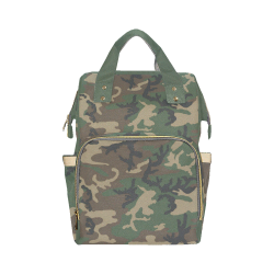 Green Army Camo Multi-Function Diaper Backpack/Diaper Bag (Model 1688)