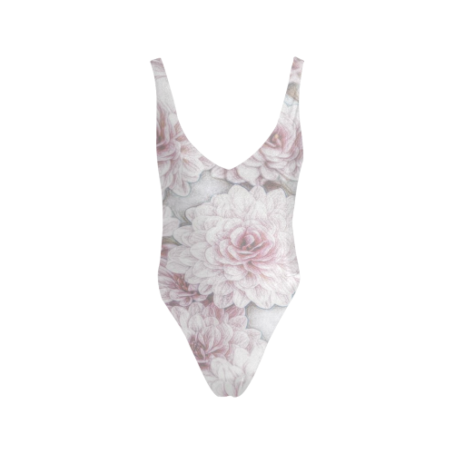 Delicate floral 318 by JamColors Sexy Low Back One-Piece Swimsuit (Model S09)