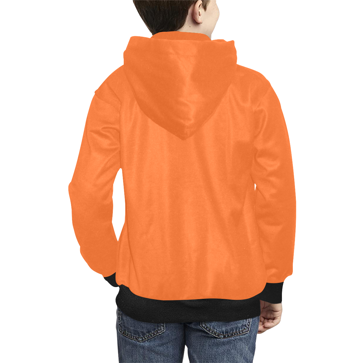 Cute Halloween Black Cat Witches Hat Orange Kids' All Over Print Hoodie (Model H38)