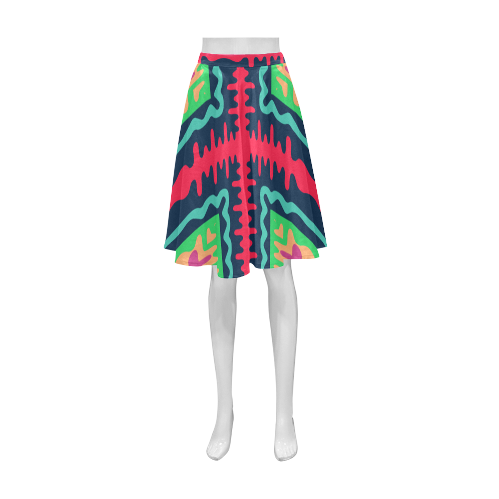 Waves in retro colors Athena Women's Short Skirt (Model D15)